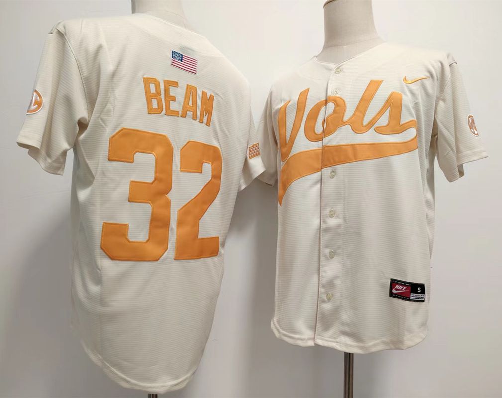 Men Tennessee Volunteers 32 Beam White Nike 2025 NCAA Jersey